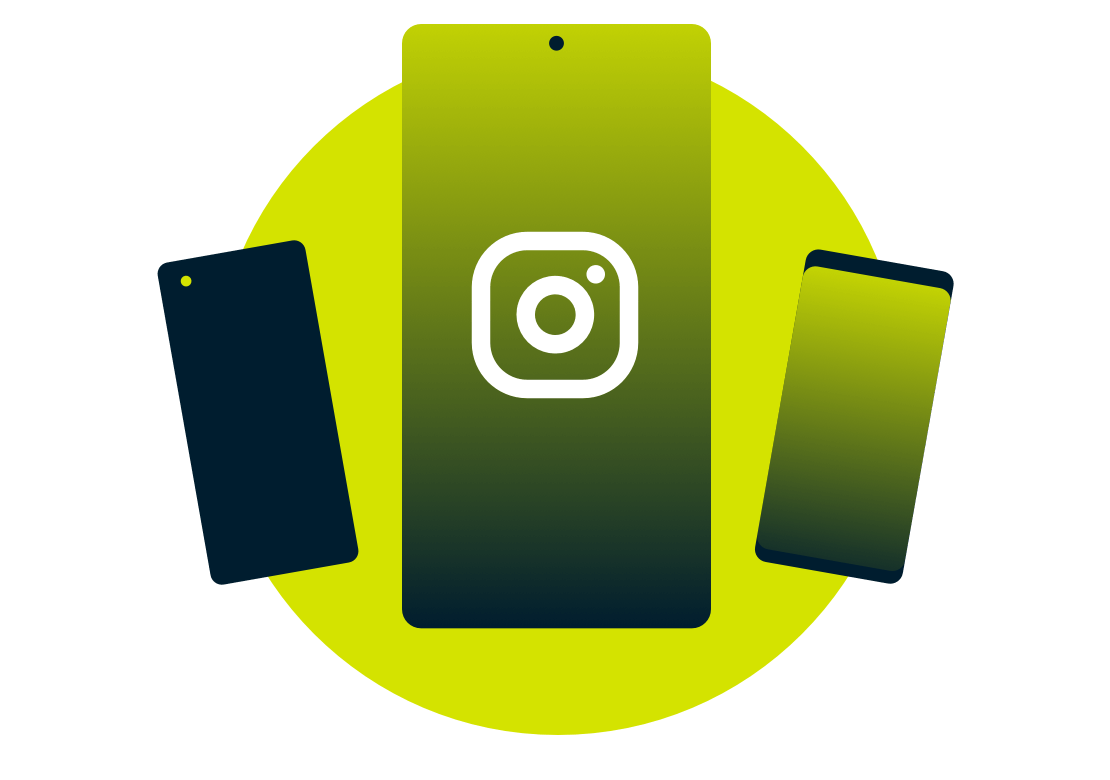 Mobila enheter med Instagram-logotypen.