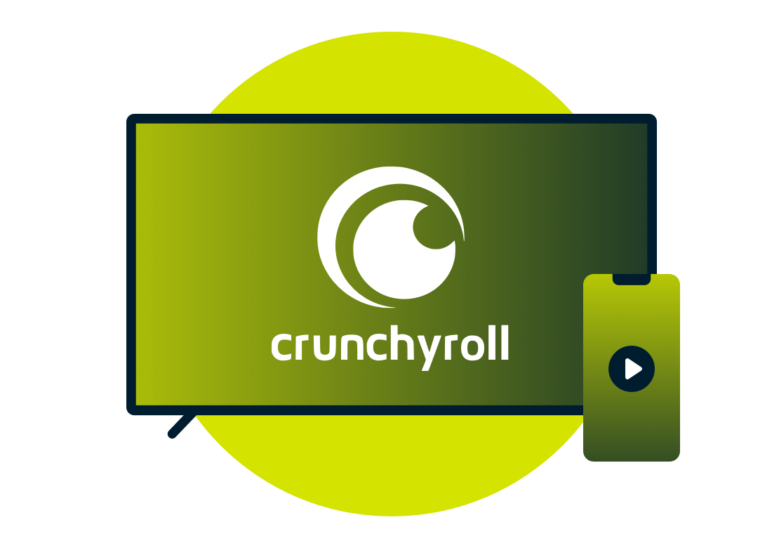 Ekran telewizora z logo Crunchyroll.