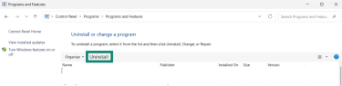 The Uninstall program window is open, with the uninstall option highlighted.